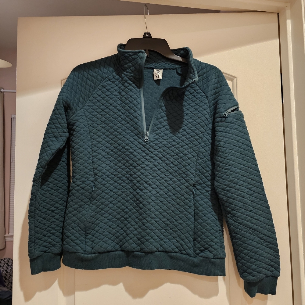Senita Athletics Women's Quilted Quarter Zip Sweater - Dark Teal